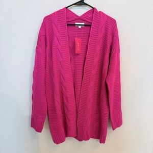 Jess Lea Fuchsia Cable Knit Cardigan